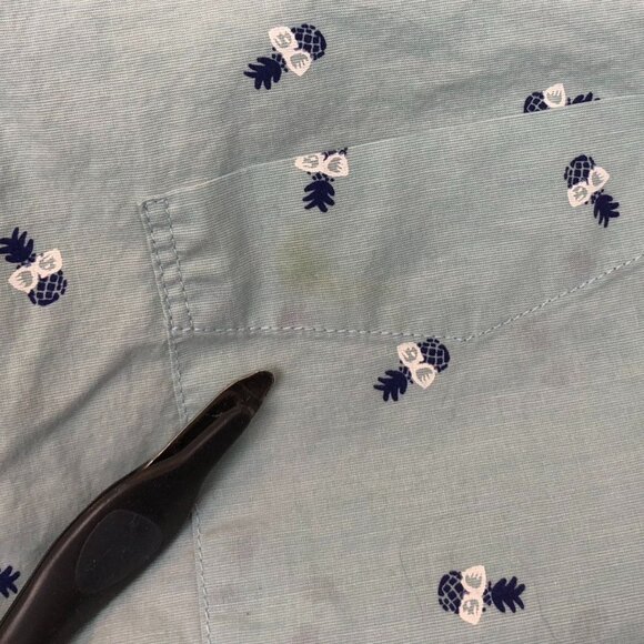 American Eagle Outfitters Mens Shirt XXL Long Sleeve Pineapple Button Up Blue - Picture 7 of 11